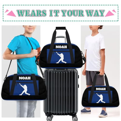 Personalized Sports Bag, Playing Baseball Silhouette Blue Black - color: Color 33