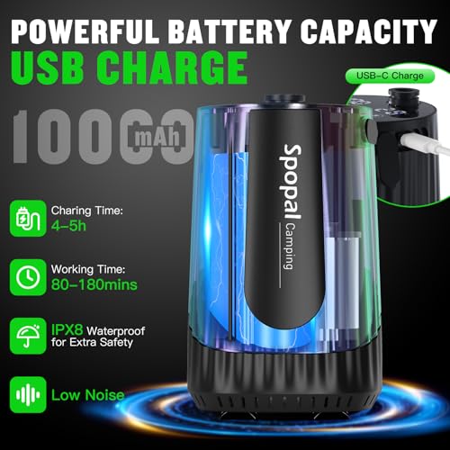 Portable Camping Shower, [10000mAh Rechargeable], 5-Speed with Collapsible Bucket with Handle 20L, IPX8 Waterproof, LED Display Camp Shower Pump, Perfect for Hiking, Travel, Cars & Pets