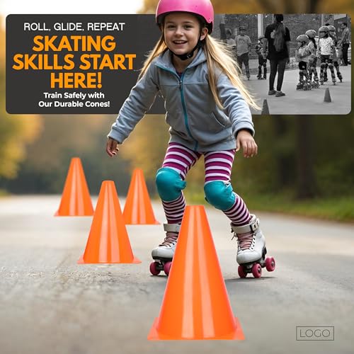 7 Inch (15/30 PCs) Soccer Cones for Training Kids with Mesh Bag - Small Traffic Cones for Sports Training - Flexible Conos for Soccer Practice, Basketball & Football Drills Equipment - style: Orange - 30 Pack