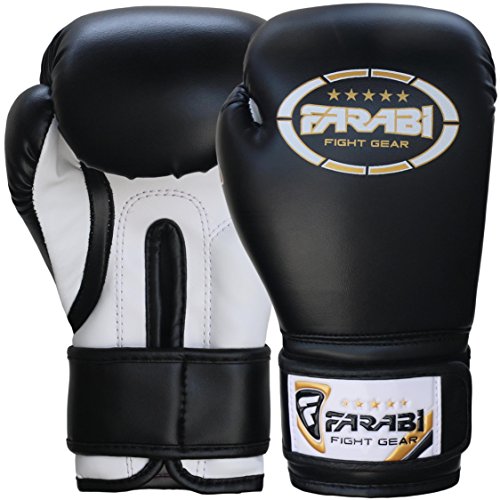 Farabi Boxing Gloves Kids Junior Muay Thai Kick Boxing Training MMA Punching Bag - color: Black, size: 6OZ