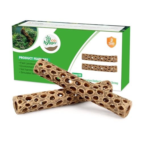 6“ Resin Cholla Wood Aquarium Décor Wood- Realistic Shrimp Hideout & Climbing Toy (6" L×1”Dia, 2pcs)