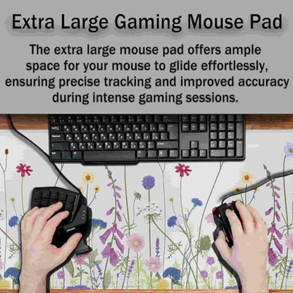 Desk Mouse Pad Flower Keyboard Mat, Mouse Pads Office Desk Pad, The Mousepad Non-Slip Rubber Base Waterproof with Stitched Edges, 35.4" X 15.7" for Work/Game/Office/Home Floral Nature Plant - color: Nature Plant