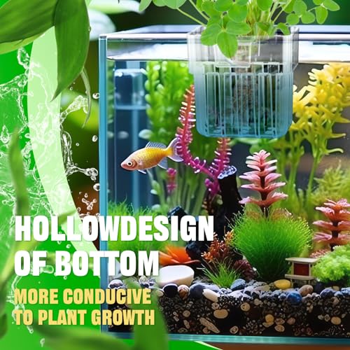 8 Pcs Clear Acrylic Aquarium Plant Holder with Hooks Top Aquarium Plant Hanging Fish Tank Cup Pots Aquascape Decoration for Aquaponic Cultivation Water Feature Decoration