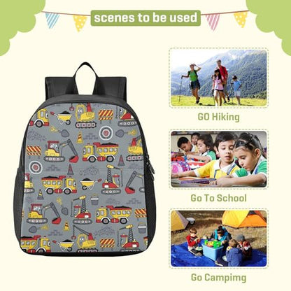 Toddler Backpack Construction Vehicles Cartoon Waterproof Mini Backpack Boys/Girls Cute Small Backpack Kindergarten Pre School Bags 11 Inch - color: Construction Vehicles Cartoon, size: Small