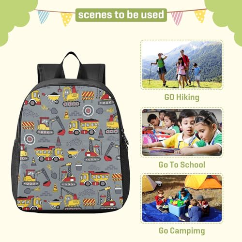 Construction Vehicles Cartoon Toddler Backpack Waterproof Mini Backpack Boys/Girls Cute Small Backpack Kindergarten Pre School Bags 13 Inch - color: Construction Vehicles Cartoon, size: Medium