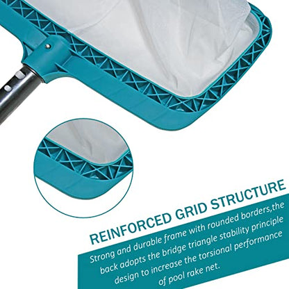 Professional Pool Skimmer Net, Heavy Duty Swimming Leaf Rake Cleaning Tool with Deep Fine Nylon Mesh Net Bag - Fast Cleaning,Easy Scoop Edge,Debris Pickup Removal (No Pole)