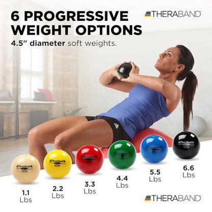 THERABAND Soft Weight 6.6 Lb, 4.5" Ball-Shaped Isotonic Exercise Ball | Ball-shaped isotonic soft weight for physical therapy, Pilates, shoulder strength and rehab exercise - color: Black