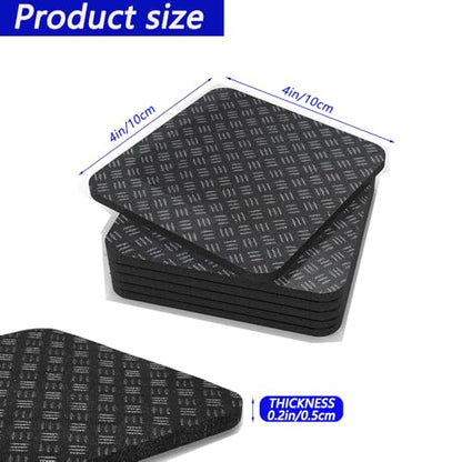 LOOEEL 6PCS Treadmill Mats,High Density Equipment Pads 4 x 4 x 0.2 inch Double-Sided Non-Slip Exercise Equipment Mat for Floor Protection,Washing Machine Pads,Walking Pad,Exercise Bike,Home Gym etc.