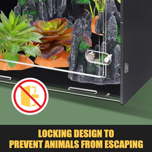 Reptile Tank 8x8x12 PVC Terrarium Enclosure for Crested Gecko, Lizard, Tarantula & Small Reptiles and Invertebrates - size: 8"8"12"