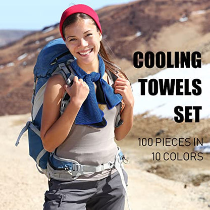 BBTO 100 Pack Cooling Towel Bulk - color: Multicolor, size: 32 x 12 Inch (Pack of 2)
