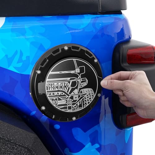 Hooke Road JL Aluminum Fuel Filler Door Gas Cap Tank Cover for 2018-2026 Jeep Wrangler JL JLU 2/4 Doors (Half Face Style)