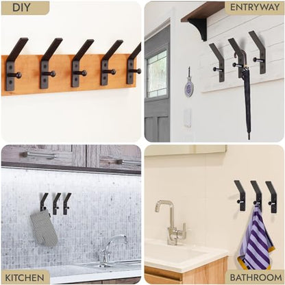 RTZEN Classic Farmhouse Wall Mount Multi-Use Wrought Iron Hook Set (3 Pack) - style: Double Hammer Nail