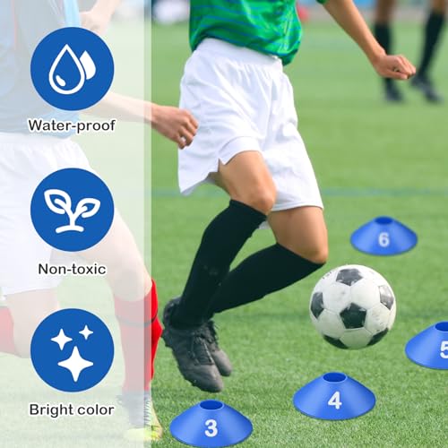 10 Pcs Numbered Sports Disc Cone with Mesh Carry Bag - color: Blue