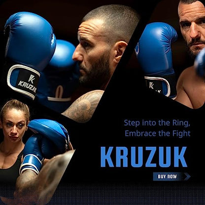 Kruzak Boxing Gloves for Men & Women, Sparring & Kickboxing Gloves, Muay Thai & MMA Gloves, 8-16 oz - color: Blue, size: 16 oz
