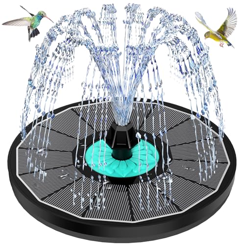 Solar Fountain Cyan Flower, Upgrade 3.5W Solar Bird Bath Fountains, Solar Powered Water Fountain with 7 Nozzles, 4 Fixed Pipes for Hummingbirds, Bird Bath, Garden, Pool, and Pond