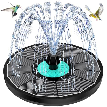 Solar Fountain Cyan Flower, Upgrade 3.5W Solar Bird Bath Fountains, Solar Powered Water Fountain with 7 Nozzles, 4 Fixed Pipes for Hummingbirds, Bird Bath, Garden, Pool, and Pond