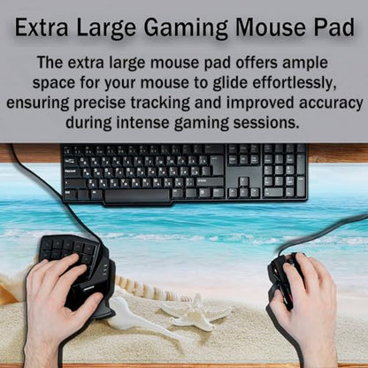 Office Desk Mat Keyboard Pad, Gaming Mouse Pad Large Desk Pad, the Desk Mat Waterproof Non-Slip Rubber Base, 35.4 X 15.7 inch for Work/Game/Office/Home Seashells, Ocean Seashells Sandy Beach - color: Seashells,Ocean Sea Shells Sandy Beach