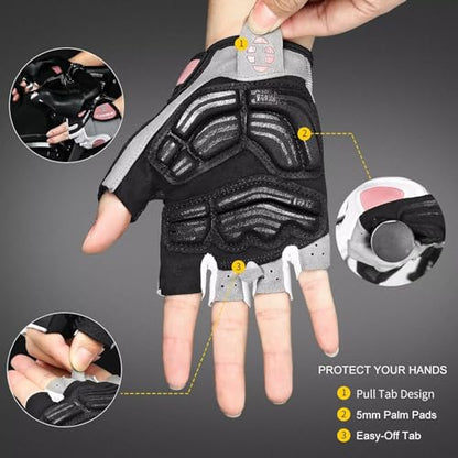 INBIKE 5mm Padded Half Finger Bike Bicycle Cycling Gloves - color: Pink, size: Small