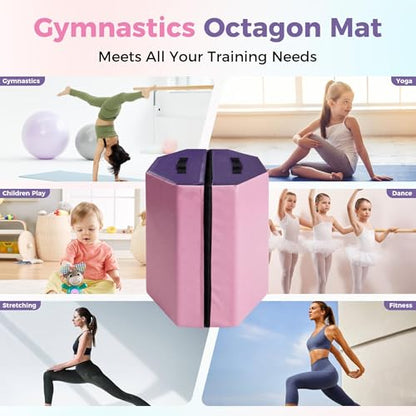 19"X19"X23" Octagon Mat Gymnastics, with High-Density Foam & Waterproof Cover, Skill Shape Tumbling Mat Gymnastics Octagon, Octagon Tumbling Mat Somersault Backbend Trainer for Gymnastics, Cheerleading & Martial Arts
