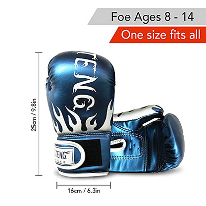 HXBER Boxing Gloves Kick Boxing Training Gloves Youth Muay Thai Punching Bag Mitts Boxing Practice Equipment for Punch Bag Sack Boxing Pads Age 8 to 14 Years Old