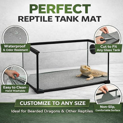 47" x 24" Large Reptile Carpet Terrarium Liner Bedding Reptile Substrate Mat Tank Accessories for Bearded Dragon Snake Lizard Tortoise Leopard Gecko (Grey) - color: Grey