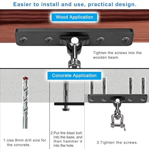 Dolibest Heavy Bag Hanger Bundle: Wall Ceiling Mount Hook with 360° Rotation & Heavy Duty I-Beam Hanger for Boxing, Muay Thai Training, and More (600 LB Capacity)