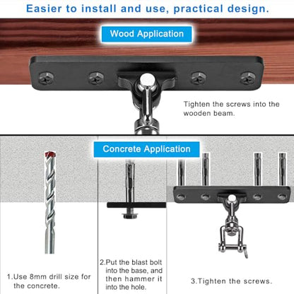 Dolibest Heavy Bag Hanger Bundle: Wall Ceiling Mount Hook with 360° Rotation & Heavy Duty I-Beam Hanger for Boxing, Muay Thai Training, and More (600 LB Capacity)