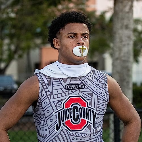 Battle Sports Cross Oxygen Football Mouthguard - Superior Airflow & Better Performance, Maximum Protection & Breathability Football Mouthpiece, Works with Braces | Maximum protection, Secure and comfortable fit, Breathable built-in airflow channels, No bo