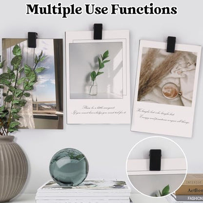 50 Pcs Self Adhesive Clips,Wall Clips for Hanging,Sticky Tapestry Clip Photo Picture Poster Plastic Spring Clip Hanging for Paper Tapestry Hangers Home and Office Christmas Decor(Black)