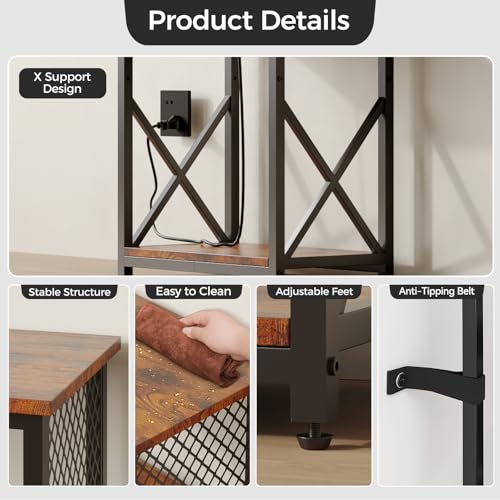 10 Gallon Fish Tank Stand with Power Outlet, 3 Tier Aquarium Stand with Shelf, Turtle/Reptile Tank Stand for Home Office,Adjustable Boards, 20.47''L×11.42''W×30.91''H, Retro Brown