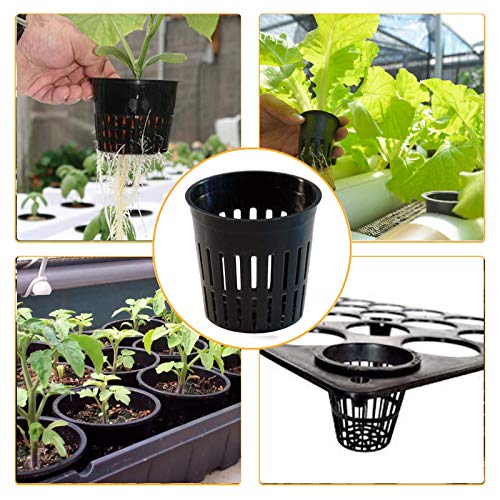 5 Inch Net Cups (12 Pack), Net Pots for Hydroponics, Orchids Mesh Baskets Pots Heavy Duty Hydroponics Supplies with Wide Lip - size: 5 Inch