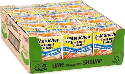 Maruchan Instant Lunch Ramen Noodles, Lime Flavor with Shrimp – Japanese-Style Instant Noodle Soup, Easy Meal Ready in 3 Minutes – 2.25 Oz. (12 Pack) - size: 0.19 Ounce (Pack of 12)