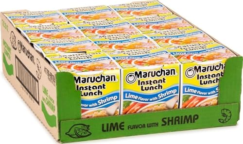 Maruchan Instant Lunch Ramen Noodles, Lime Flavor with Shrimp – Japanese-Style Instant Noodle Soup, Easy Meal Ready in 3 Minutes – 2.25 Oz. (12 Pack) - size: 0.19 Ounce (Pack of 12)