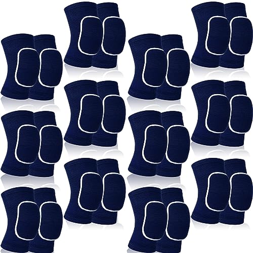 Lenwen 12 Pairs Volleyball Knee Pads for Dancers Soft Breathable Knee Braces for Men Women Football Soccer Yoga Skating Wrestling Running Cycling(Medium,Blue, White) - color: Blue, White, size: Medium
