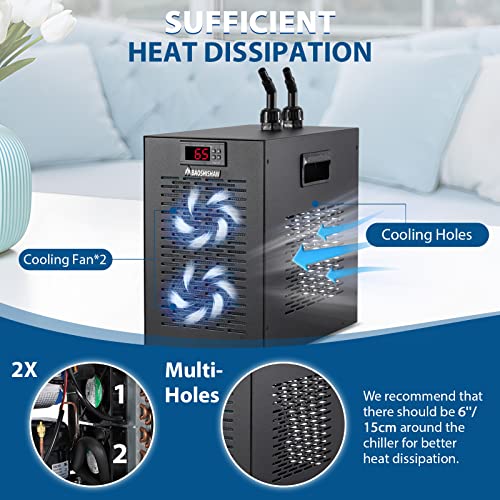 160L Aquarium Water Cooler 42GAL Fish Tank Chiller Special Quiet Design Refrigeration Compressor for Waterweeds Jellyfish Coral Crystal Shrimp (42gal/160L)