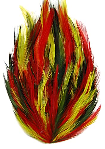 2 Pcs Hackle Feather Pads - MOSS / ORANGE - color: Moss/Orange, size: One Size