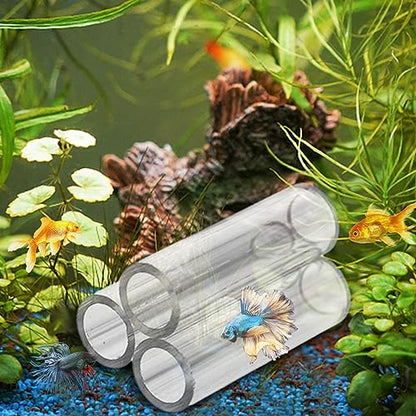 Shrimp Shelter Tube, Transparent Acrylic Tube Aquarium Shrimp Cave Breeding Fish Shrimp Feeder Breeding Tube Aquarium Fish Tank Pipe Shelter Tube Fish Tank Shelter Decorations Hideaway Pipes - color: 3 tubes