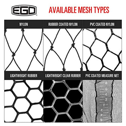 EGO S1 Genesis Modular Fishing Landing Net, Floating Aluminum Handle with Interchangeable Net Head System, Lightweight Kayak & Bank Fishing Net, Minimal Drag Design - size: 25" Handle, 17" x 19" Hoop, style: Rubber Coated Nylon Mesh