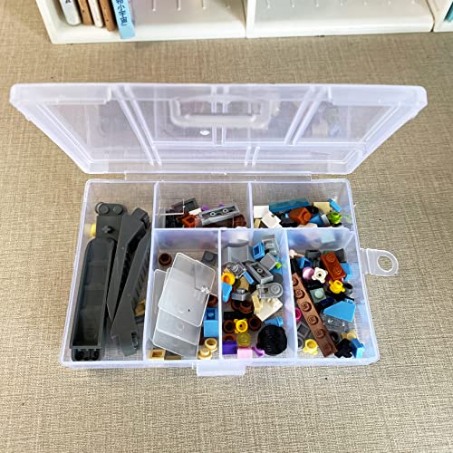 Mini 6 Grids 4-PACK Plastic Organizer Box Storage Container for Small Jewelry Fishing Tackles Earring Nail Rhinestones Beads Art DIY Crafts Organizer Clear