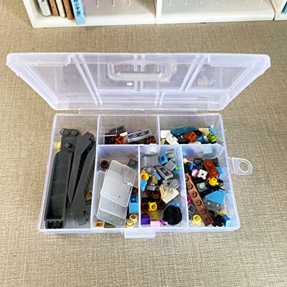 Mini 6 Grids 4-PACK Plastic Organizer Box Storage Container for Small Jewelry Fishing Tackles Earring Nail Rhinestones Beads Art DIY Crafts Organizer Clear