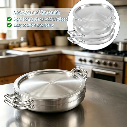 2 Set 12 Inch Chilled Serving Trays for Parties, Shrimp Cocktail Serving Dish with Ice Tray, Stainless Steel Chilled Party Platter, Cooling Charcuterie Serving Board for Fruits Veggies Buffet Parties