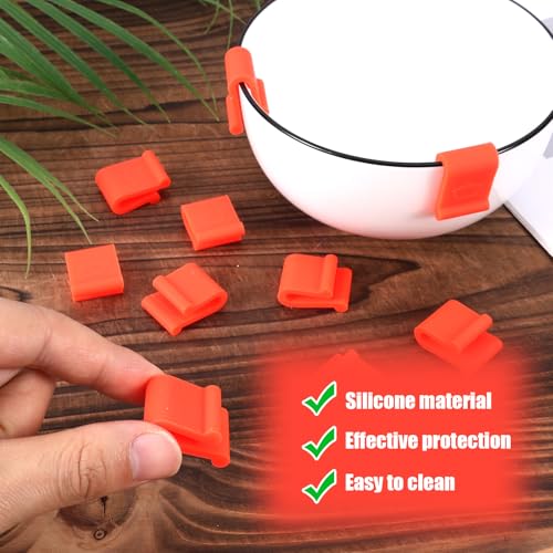 12pcs Dutch Oven Lid Protector Clips, Thickened Cookware Protectors for Stacking Bumper Protector Clips Silicone Replacement Pan Clips for Display and Storage Dutch Oven Pots (Orange)