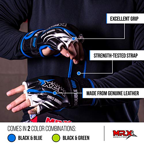 MRX MMA Grappling Gloves for Men Martial Arts Training Fighting Bag Glove Cage Fight Mitts - color: Black/Green, size: X-Large