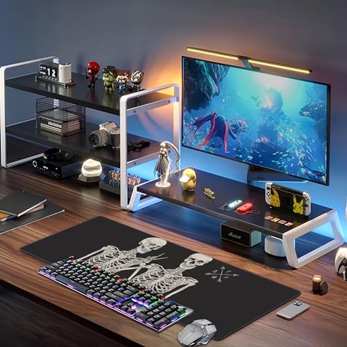 Human Skeletons Best Friends Desk Mat,Large Gothic Human Skeleton Gaming Keyboard Mouse Pad,Non-Slip Rubber Base Desk Pad Thick Stitched Edges Waterproof Mousepad Mouse Mat 31.5"x11.8" - color: Human Skeletons Best Friends