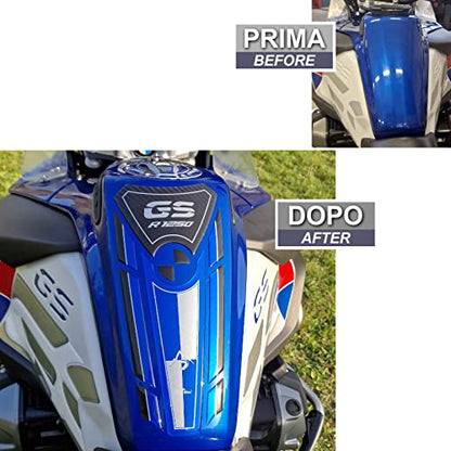 Motorcycle 3D Stickers Compatible with BMW R 1250 GS Adventure 2021-2024. Tank Protector Protection from Impact and Scratches. Resin Stickers - Made in Italy (HP)