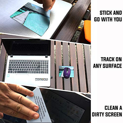 Mouse Pad Adhesive Bottom - Sticks to Any Surface - Portable - Webcam Covers and Screen Cleaner Included (Beach) - color: BEACH