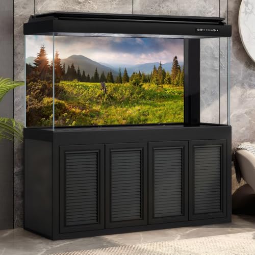 Sunrise Mountain Landscape Aquarium Background Lush Green Wild Meadow Plants Pine Trees Fish Tank Background Misty Foggy Cloudy Blue Sky Mountain Ridge Reptile Tank Terrarium Backgrounds 30x12in