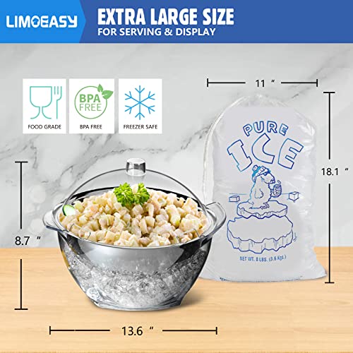 Iced Salad Bowl, 4.5 Qt Large Chilled Serving Bowl with Lid for Parties, Ice Bowls to Keep Veggie, Fruit, Potato, Pasta Cold, Unique Gift for Women - size: 4.5Qt (Iced Salad Bowl)