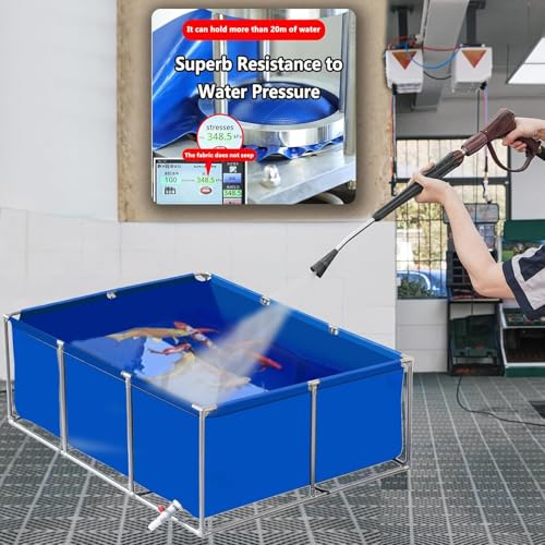 Large Outdoor Fish Holding Tank - Durable PVC Canvas, Steel Frame, Koi Pond & Turtle Aquarium, Easy Setup, Perfect for Garden & Backyard Use White 2×1×0.8m(6.5×3.3×2.6ft)