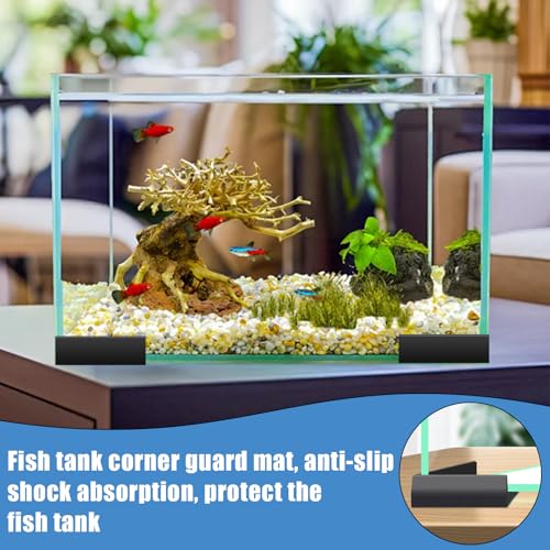 8PCS Fish Tank Corner Pad Protector, Anti-Skid Aquarium Glass Angle Cover for Home Furniture Edge, Black Fish Aquarium Base Corner Guard Foot Pad for Shock Absorption